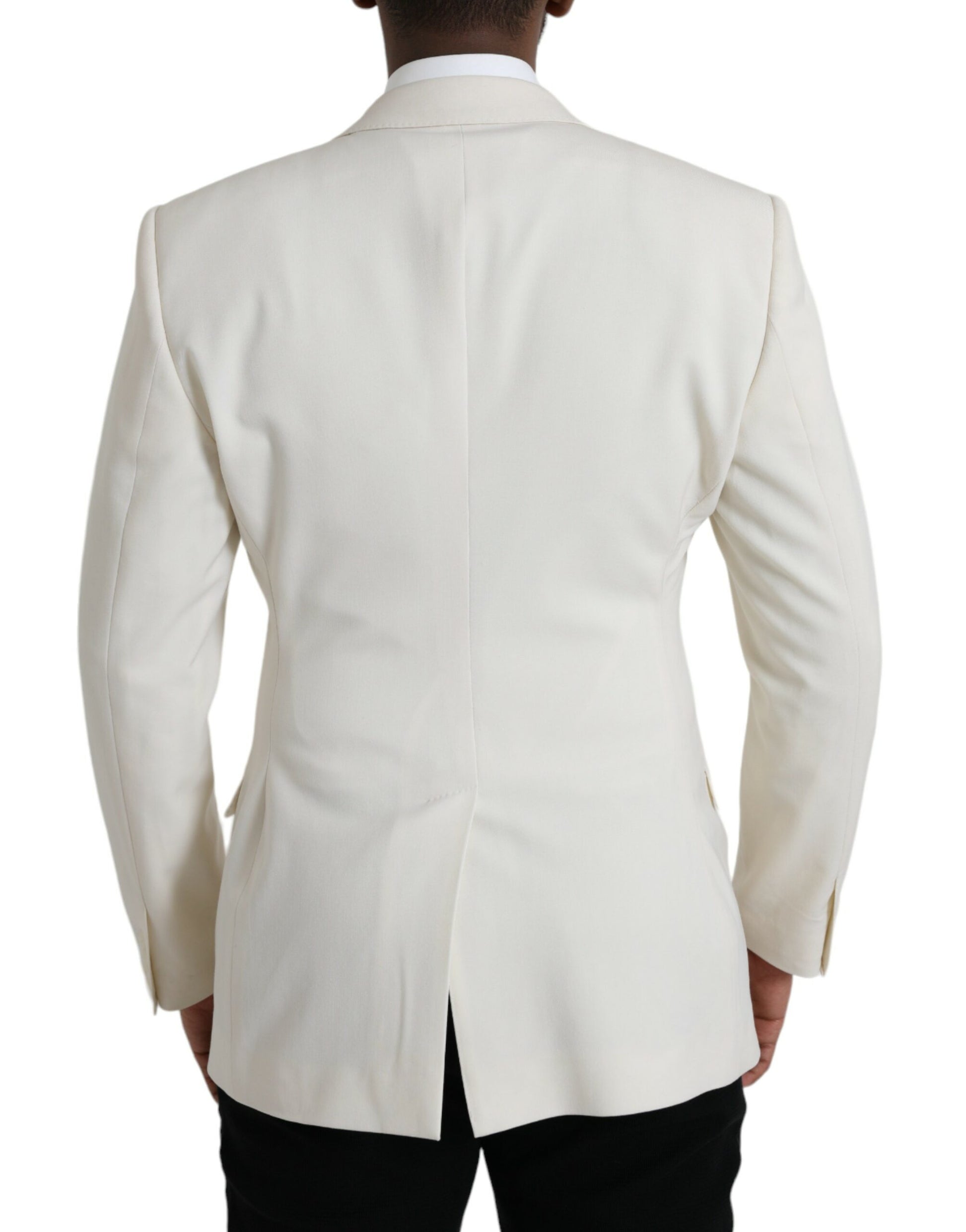 Dolce & Gabbana White Wool MARTINI Double Breasted Blazer