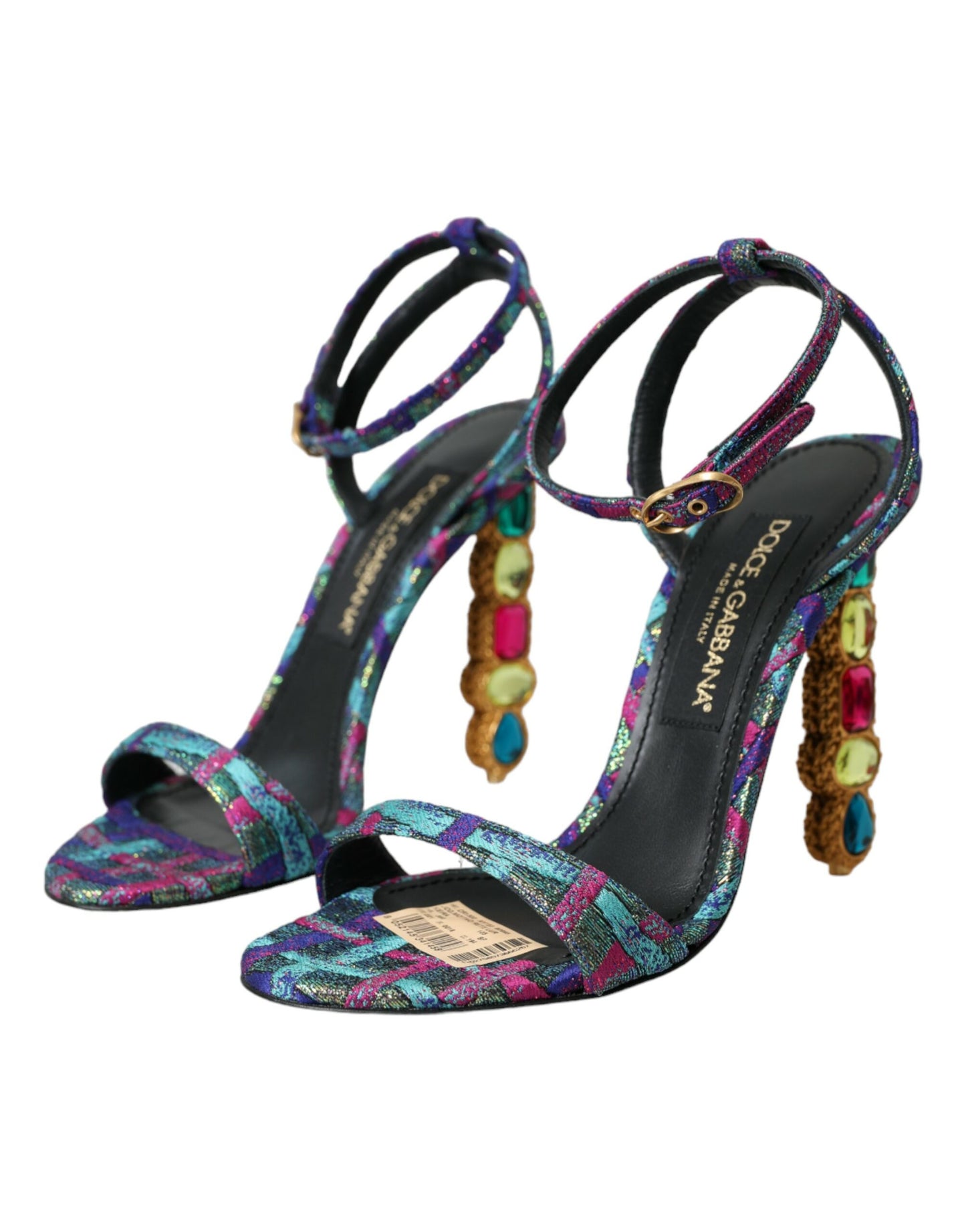 Dolce & Gabbana Multicolor Jacquard Crystals Sandals Shoes