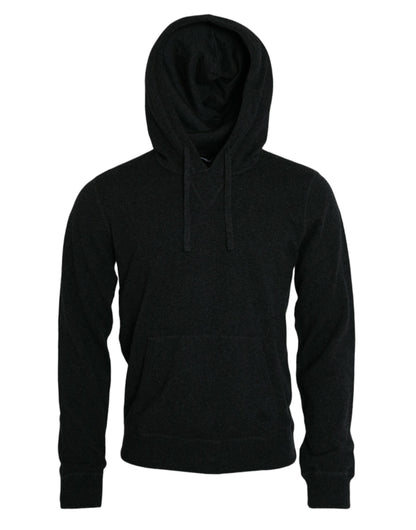 Dolce & Gabbana Dark Gray Cashmere Hooded Pullover Sweater