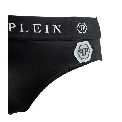 Philipp Plein Black Polyamide Men Swimwear