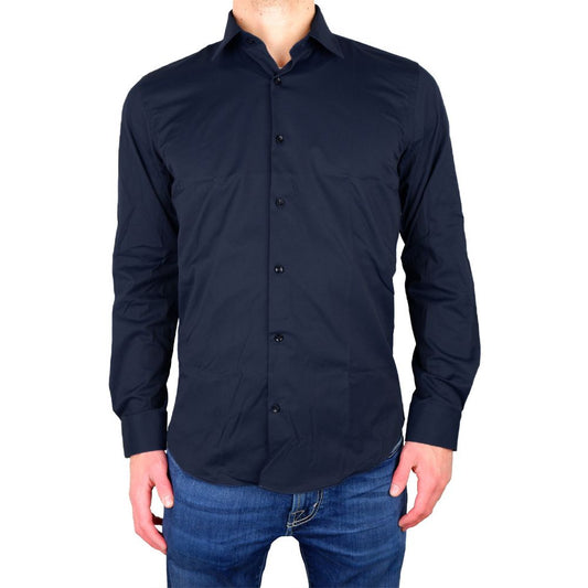 Made in Italy Elegant Milano Blue Gabardine Shirt