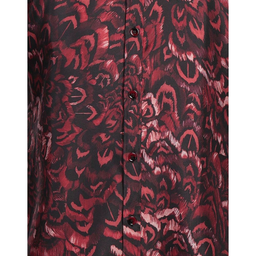 Dolce & Gabbana Red Silk Men Shirt