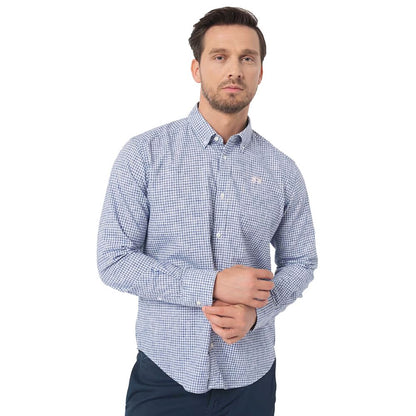 La Martina Elegant Checkered Cotton Shirt with Embroidered Logo