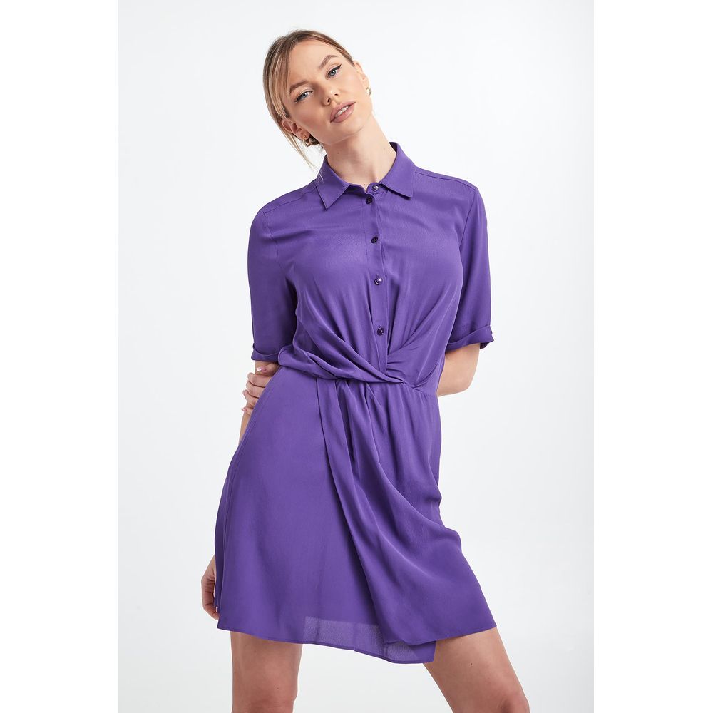 Patrizia Pepe Chic Purple Flared Short Sleeve Shirtdress