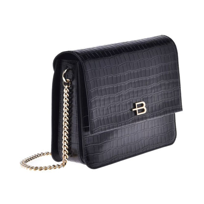 Baldinini Trend Black Calfskin Women Crossbody Bag