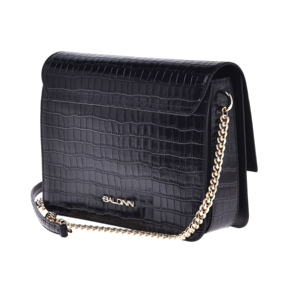 Baldinini Trend Black Calfskin Women Crossbody Bag