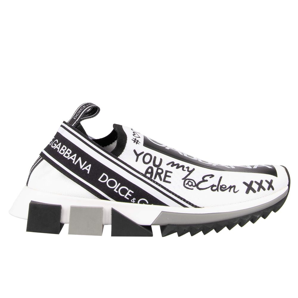 Dolce & Gabbana Elegant Monochrome Printed Stretch Sneakers