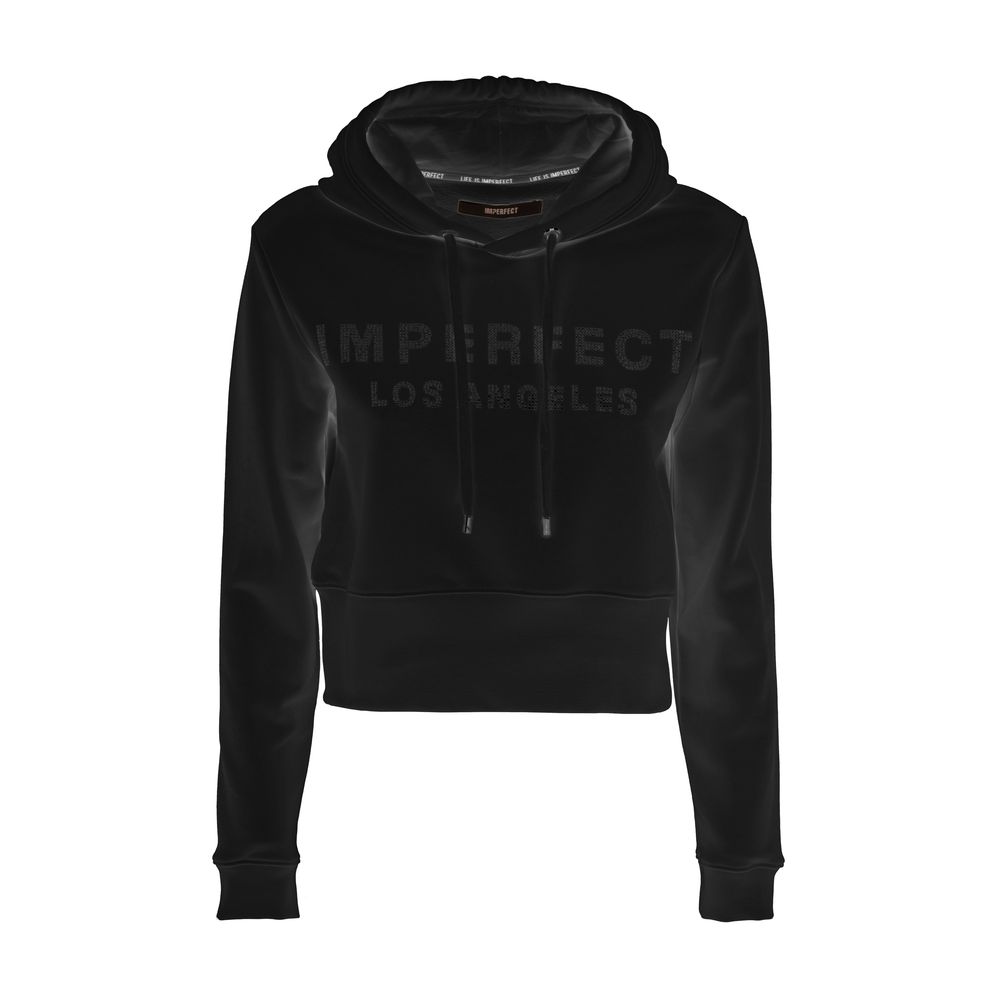 Imperfect Glitzy Logo Embellished Black Hoodie