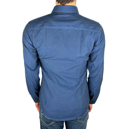 Made in Italy Elegant Milano Solid Blue Oxford Shirt