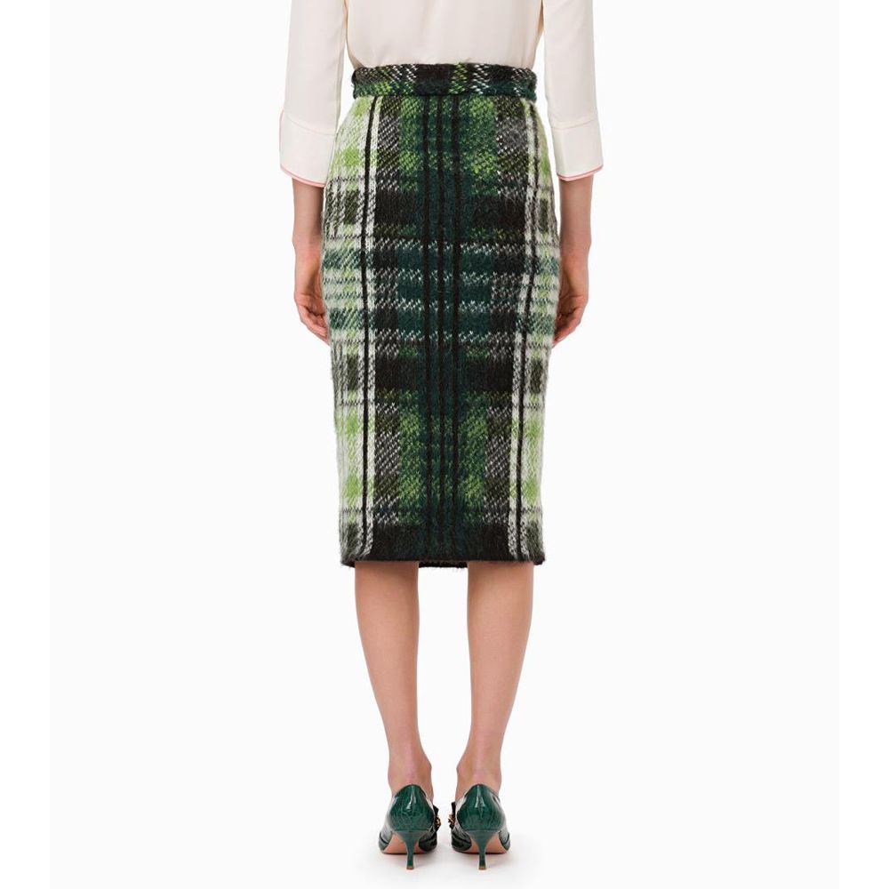 Elisabetta Franchi Chic Tartan Knit Skirt in Lush Green