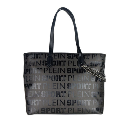 Plein Sport Sleek Black Designer Shopping Bag with Logo Print