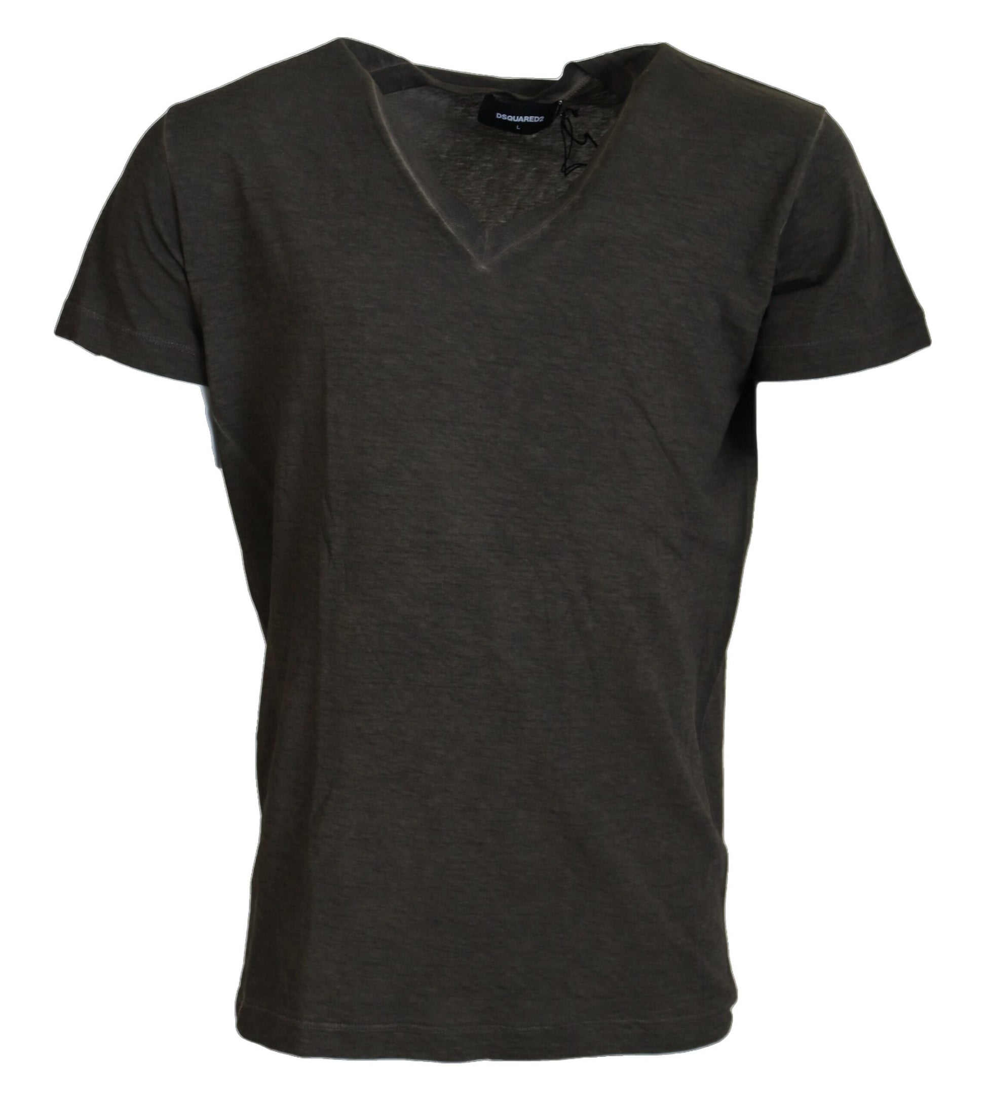 Dsquared² Gray Cotton Linen Short Sleeves V-neck T-shirt