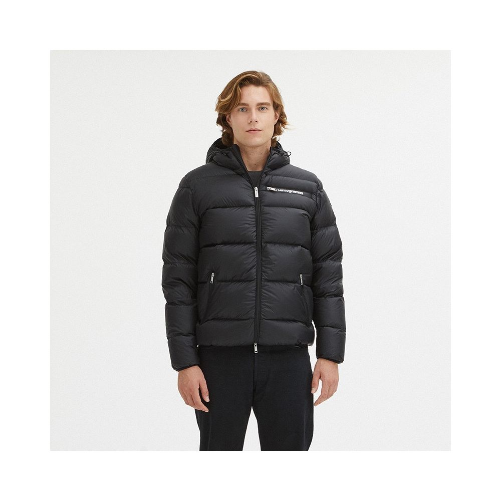 Centogrammi Sleek Black Goose Down Hooded Jacket