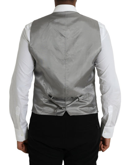 Dolce & Gabbana Light Gray Wool Formal Dress Waistcoat Vest