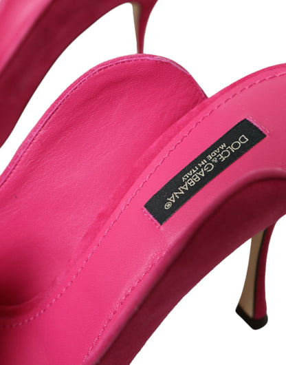 Dolce & Gabbana Fuchsia Suede Leather Mules Sandals Shoes