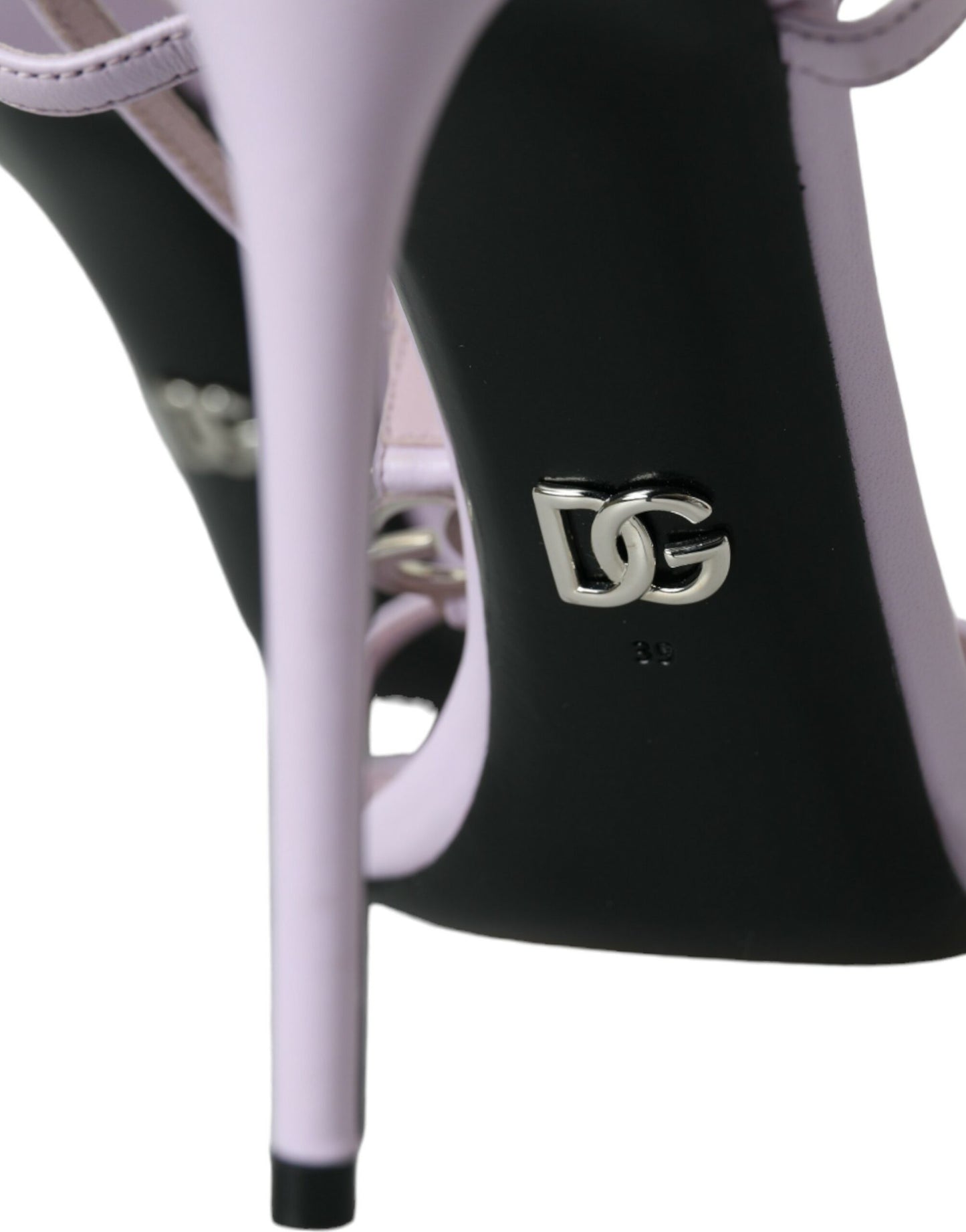 Dolce & Gabbana Purple Leather Logo Ankle Strap Heels Sandals Shoes