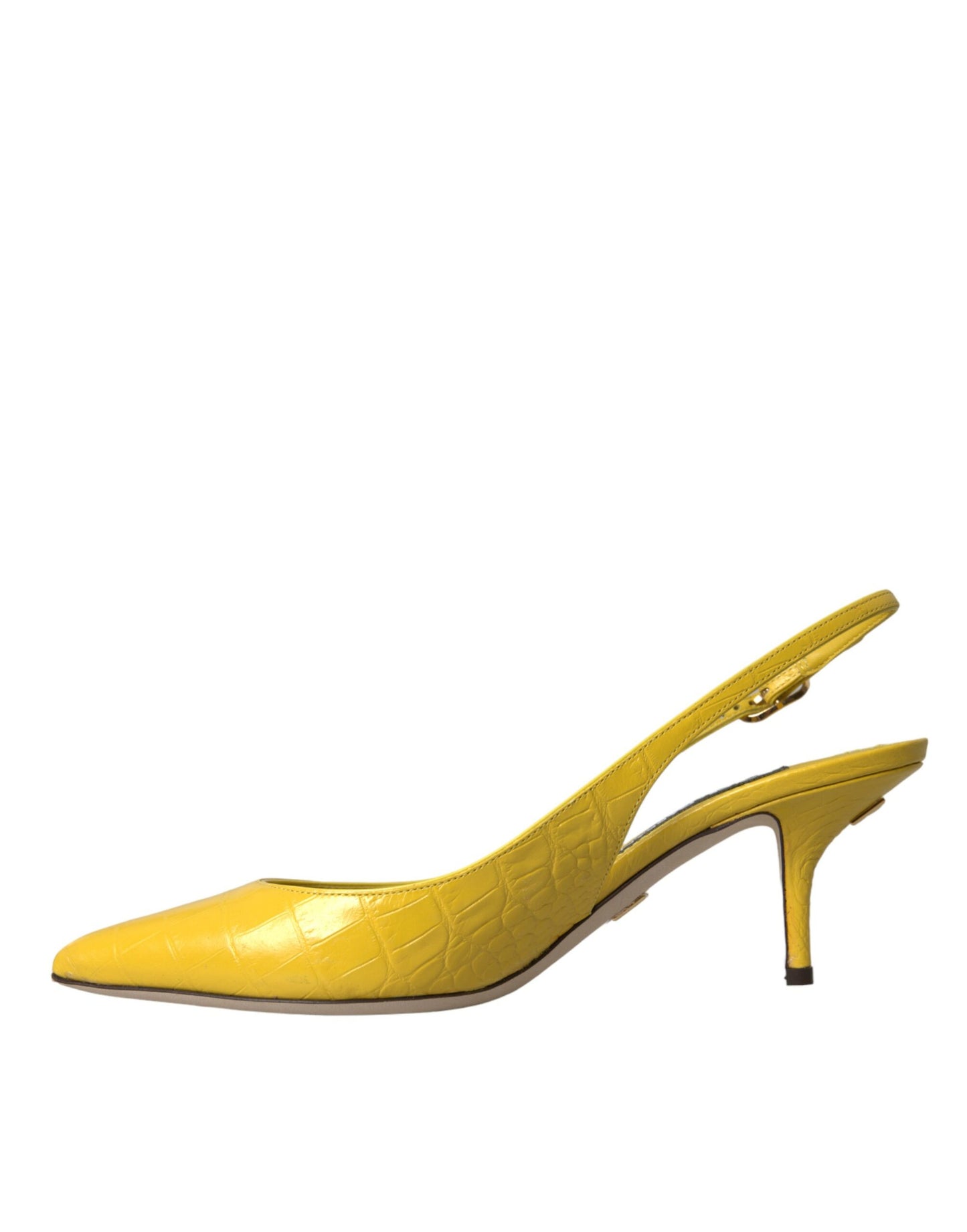 Dolce & Gabbana Yellow Leather Slingbacks Heels Shoes