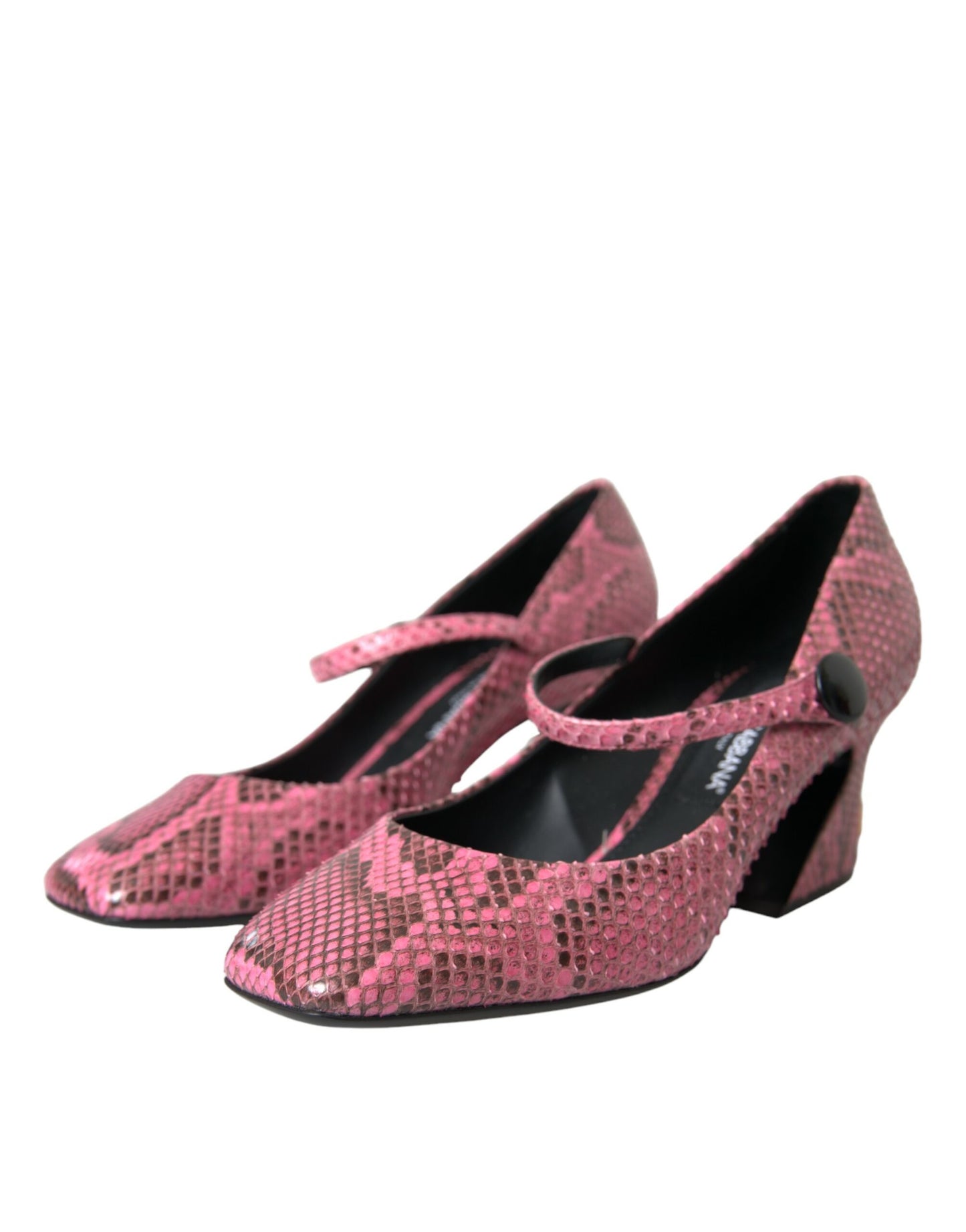 Dolce & Gabbana Pink Python Leather Mary Jane Heels Shoes