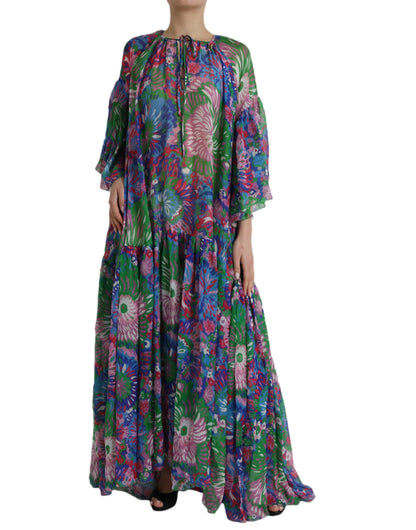 Dolce & Gabbana Multicolor Floral Silk Kaftan Maxi Dress