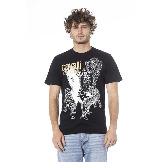 Cavalli Class Black Cotton Men T-Shirt