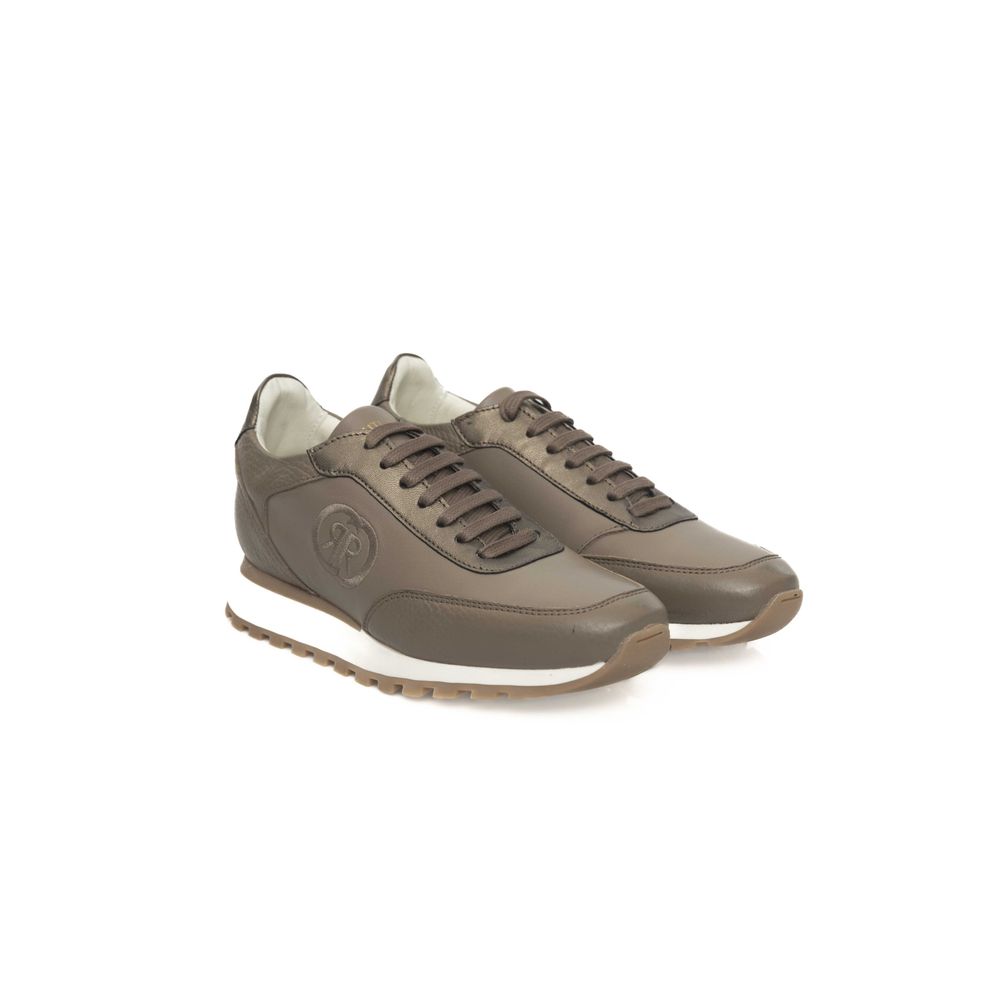 Cerruti 1881 Beige Leather Women Sneaker