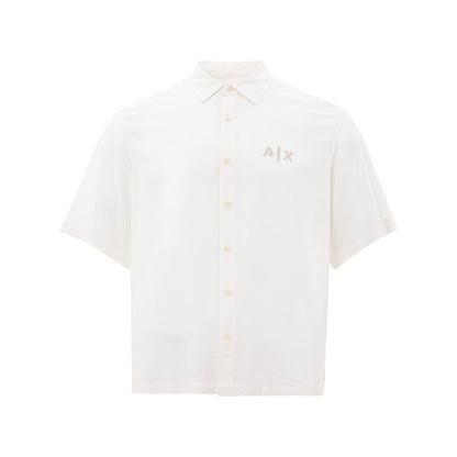 Armani Exchange Elegant White Viscose Shirt for Men