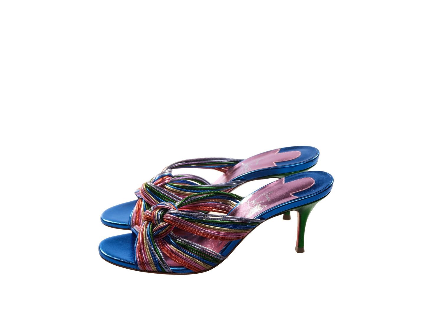 Christian Louboutin Multitaski 70 Multicolour Leather Kitten Heel Sandals