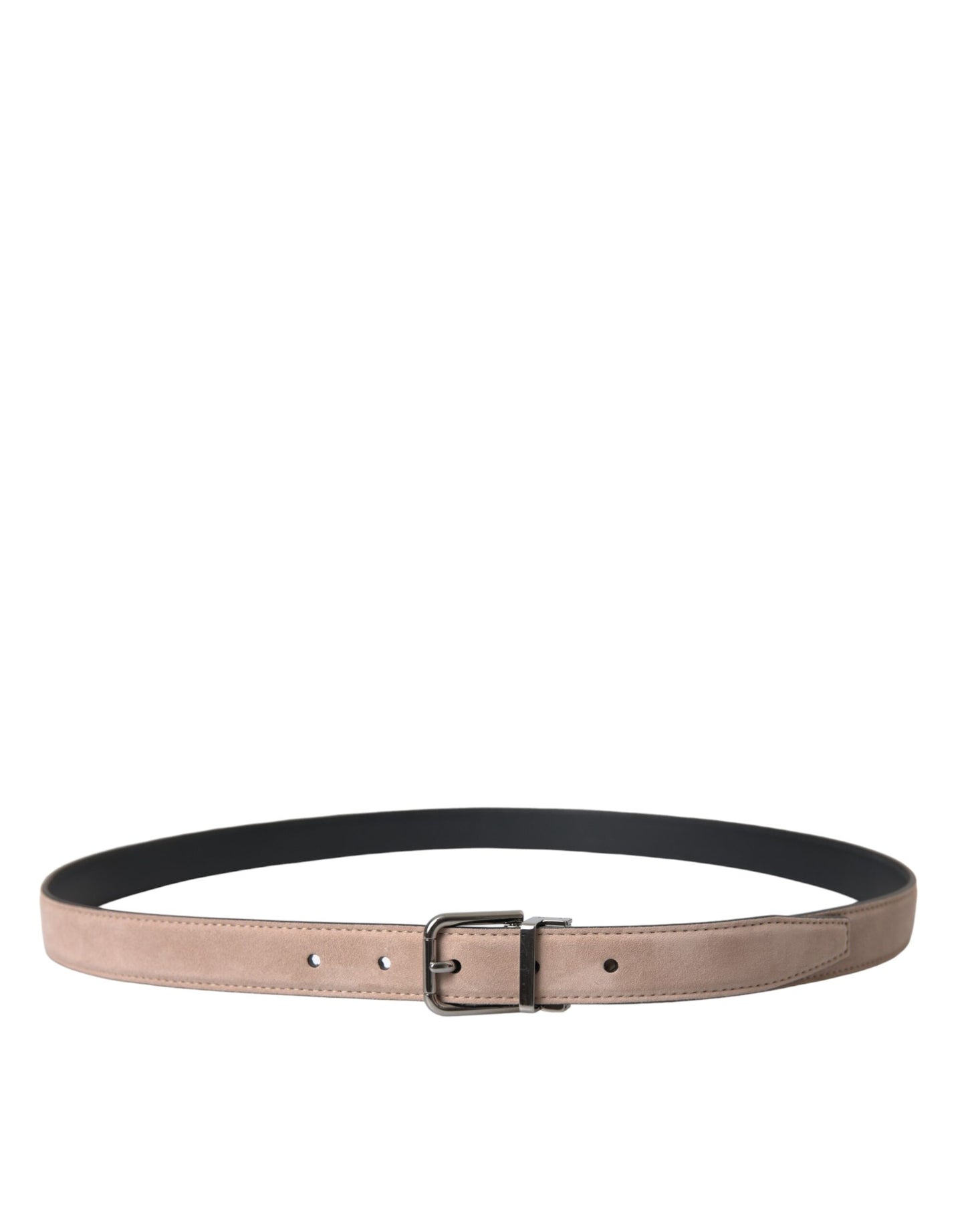 Dolce & Gabbana Beige Suede Leather Silver Buckle Belt Men