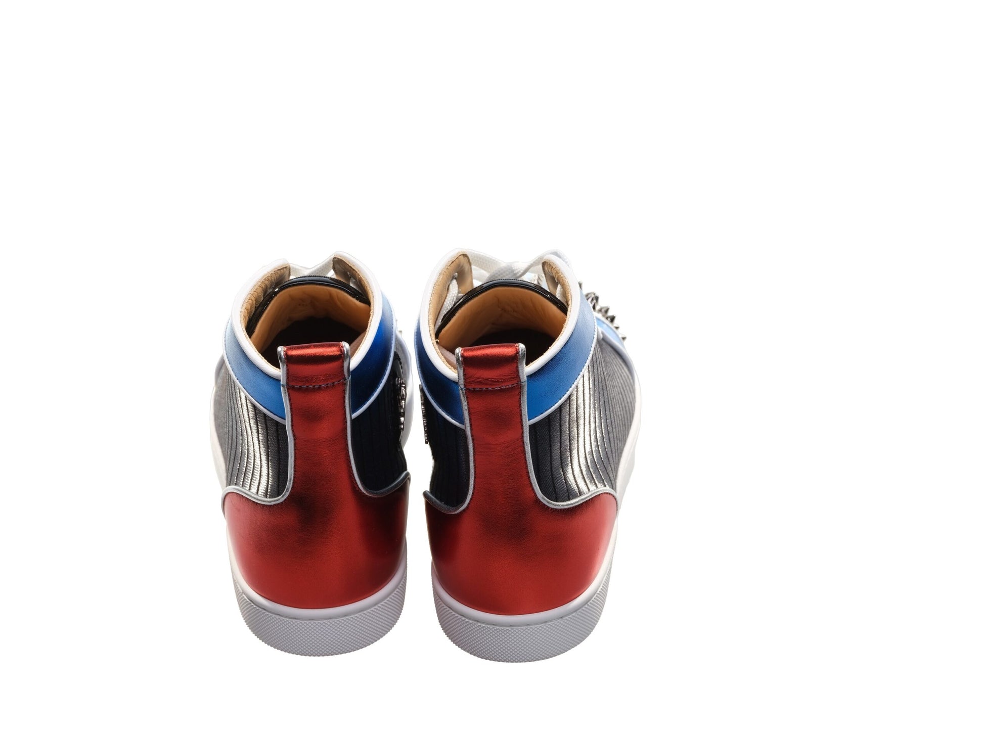 Christian Louboutin Louis Spikes Orlato Flat Multi Coloured Leather High Top Sneakers