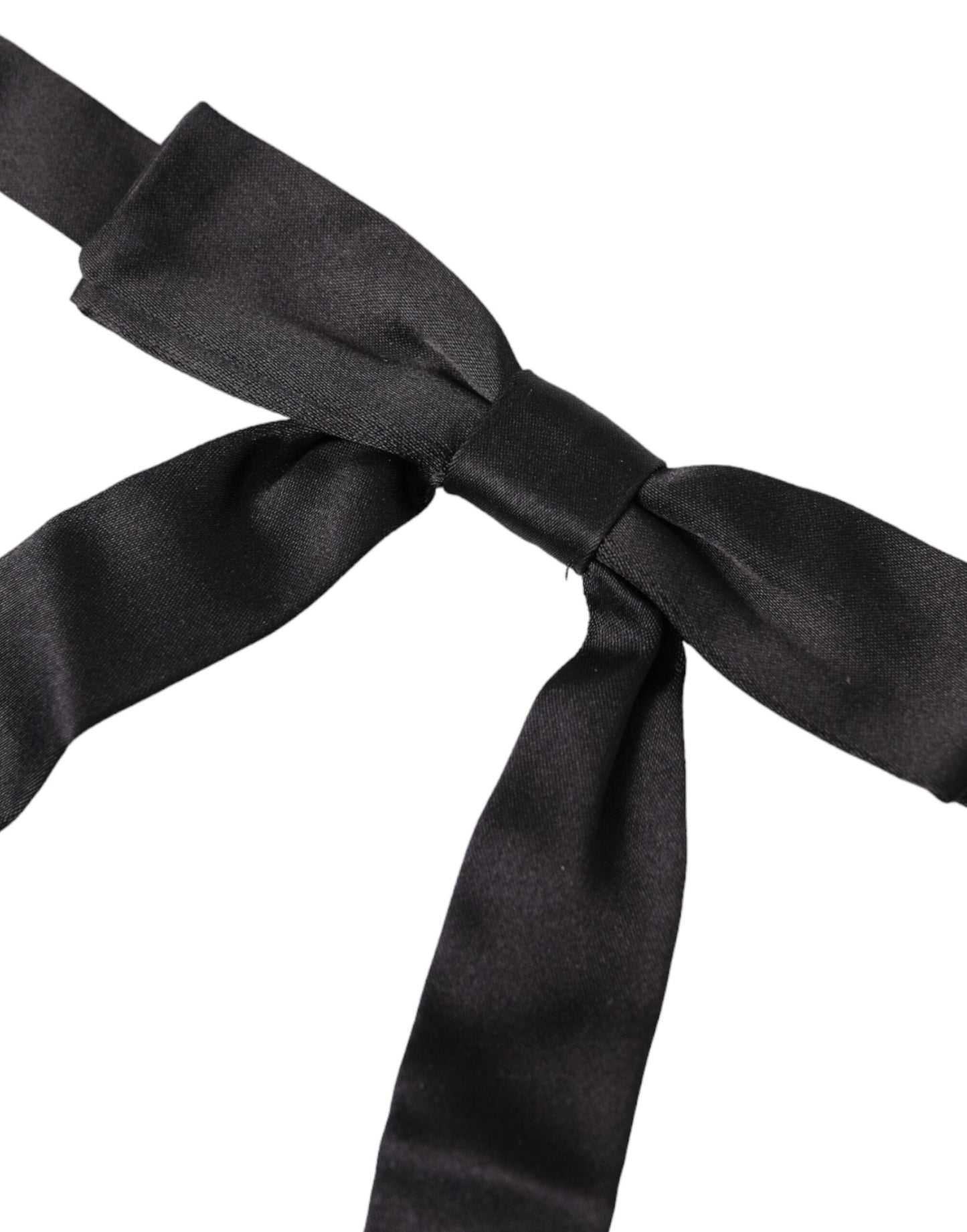 Dolce & Gabbana Black Ribbon Silk Adjustable Neck Bow Tie