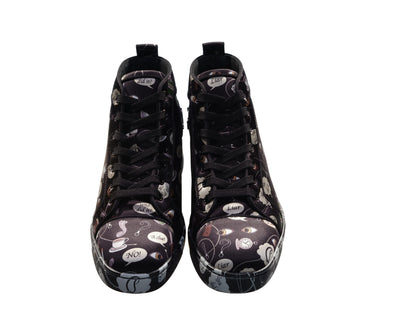 Christian Louboutin Louis Orlato Flat Crepe Satin Weapons Print High Top Sneakers