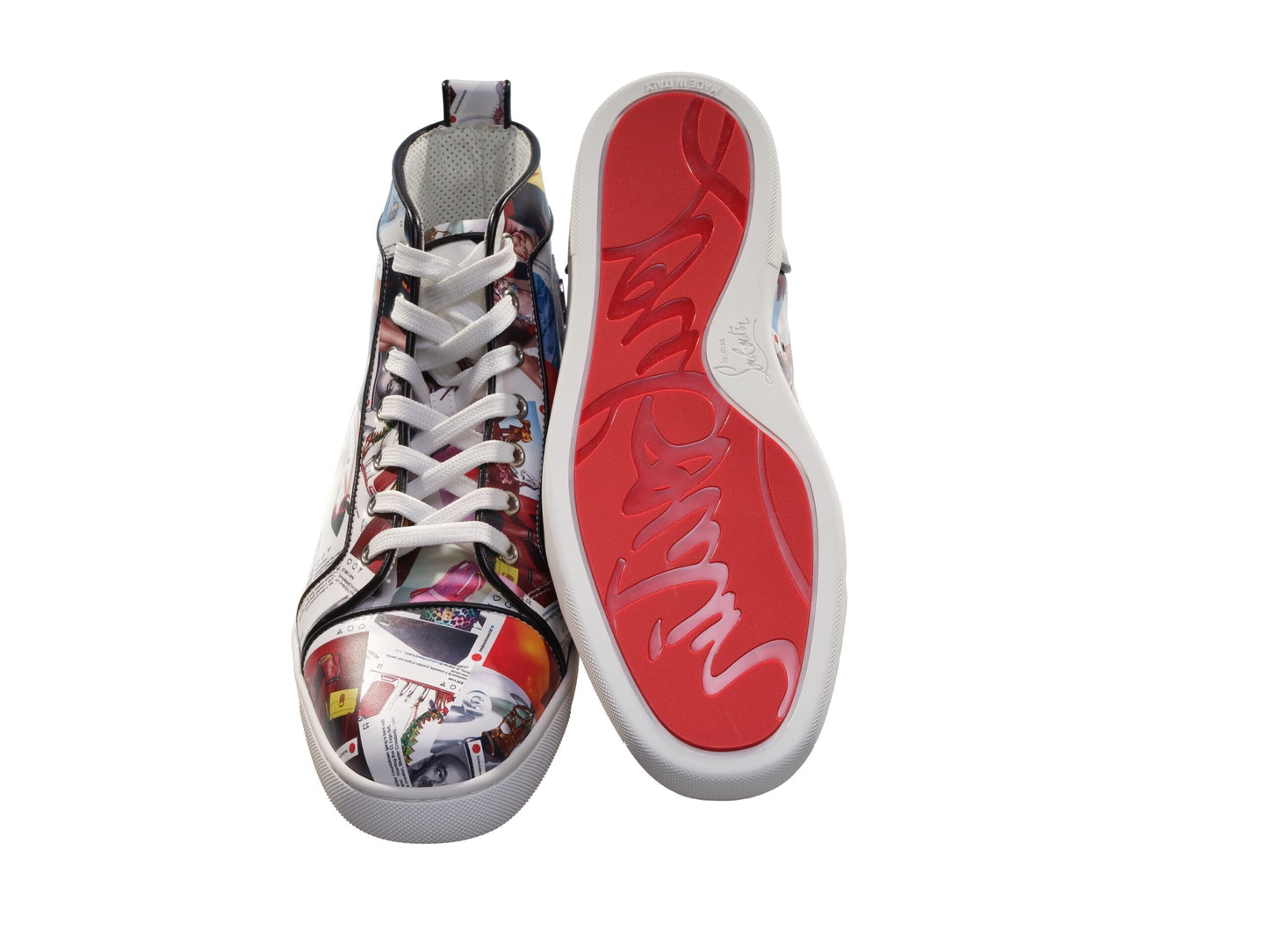 Christian Louboutin Louis Orlato Flat Leather Printed High Top Sneakers