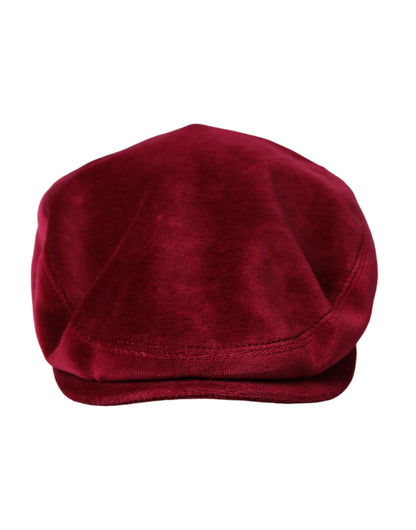 Dolce & Gabbana Maroon Velvet Cotton Newsboy Hat Men