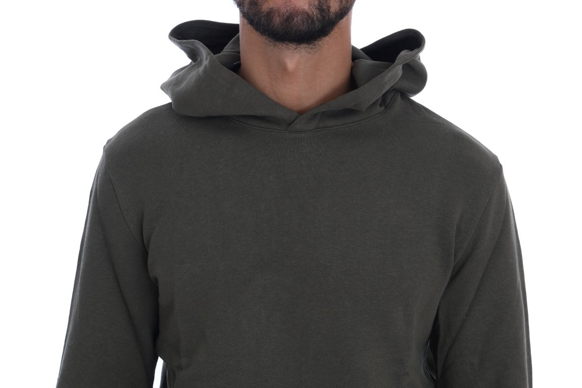 Daniele Alessandrini Elegant Green Cotton Hooded Sweater