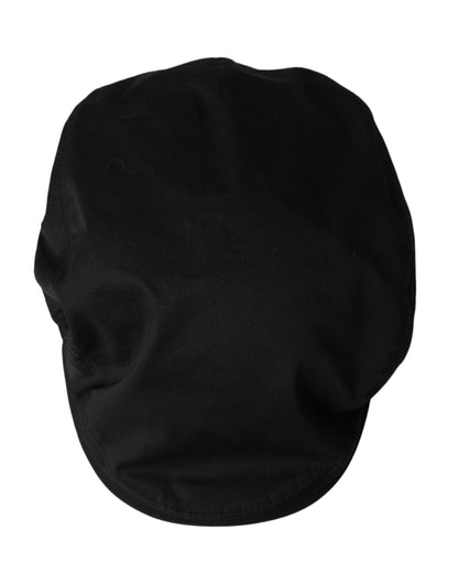 Dolce & Gabbana Black Cotton Blend Logo Newsboy Hat Men