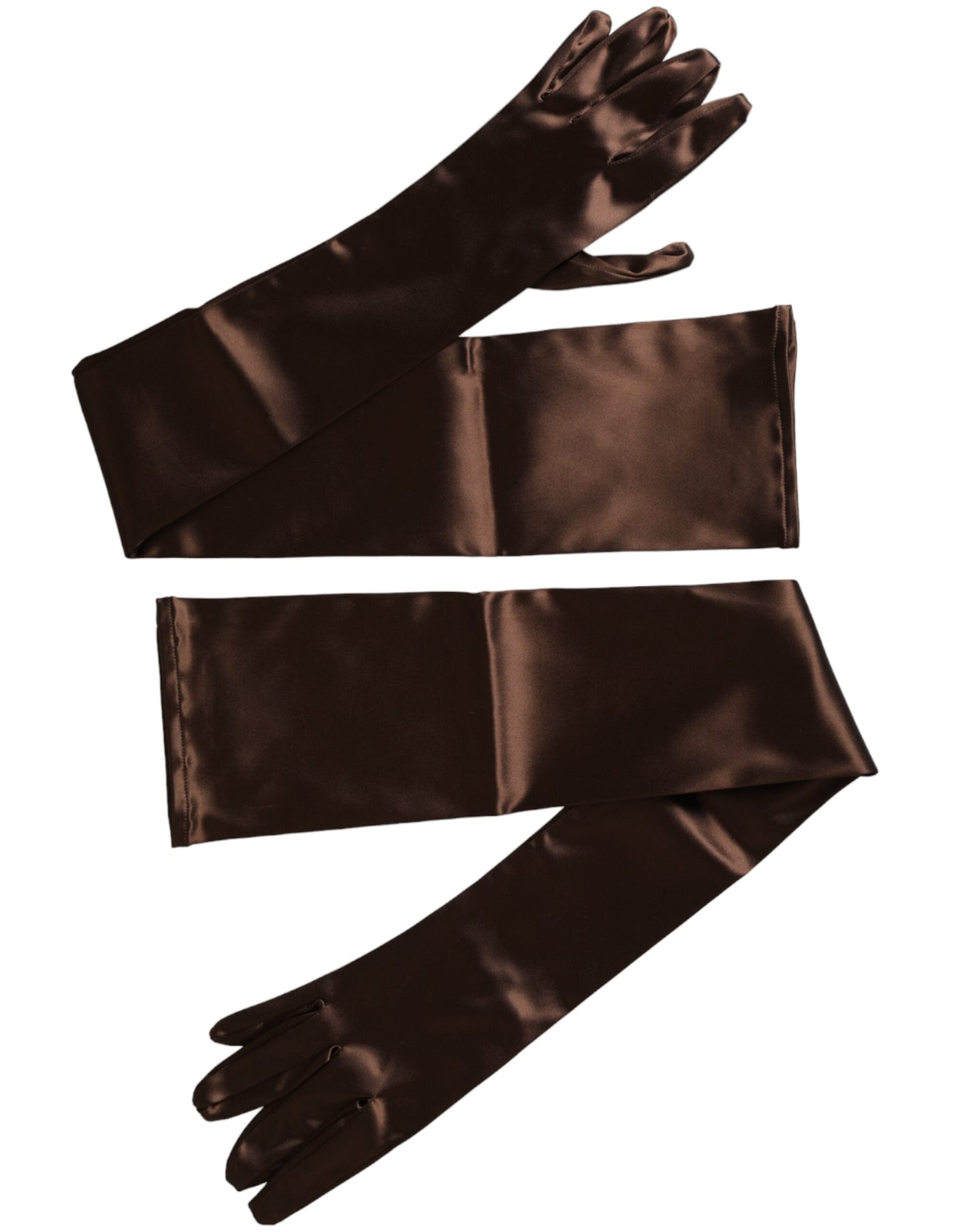 Dolce & Gabbana Brown Acetate Satin Elbow Length Gloves