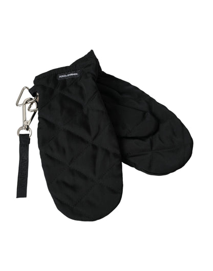 Dolce & Gabbana Black Quilted Nylon Wrist Length Mitten Gloves