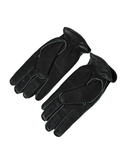 Dolce & Gabbana Black Deer Leather Wrist Length Gloves