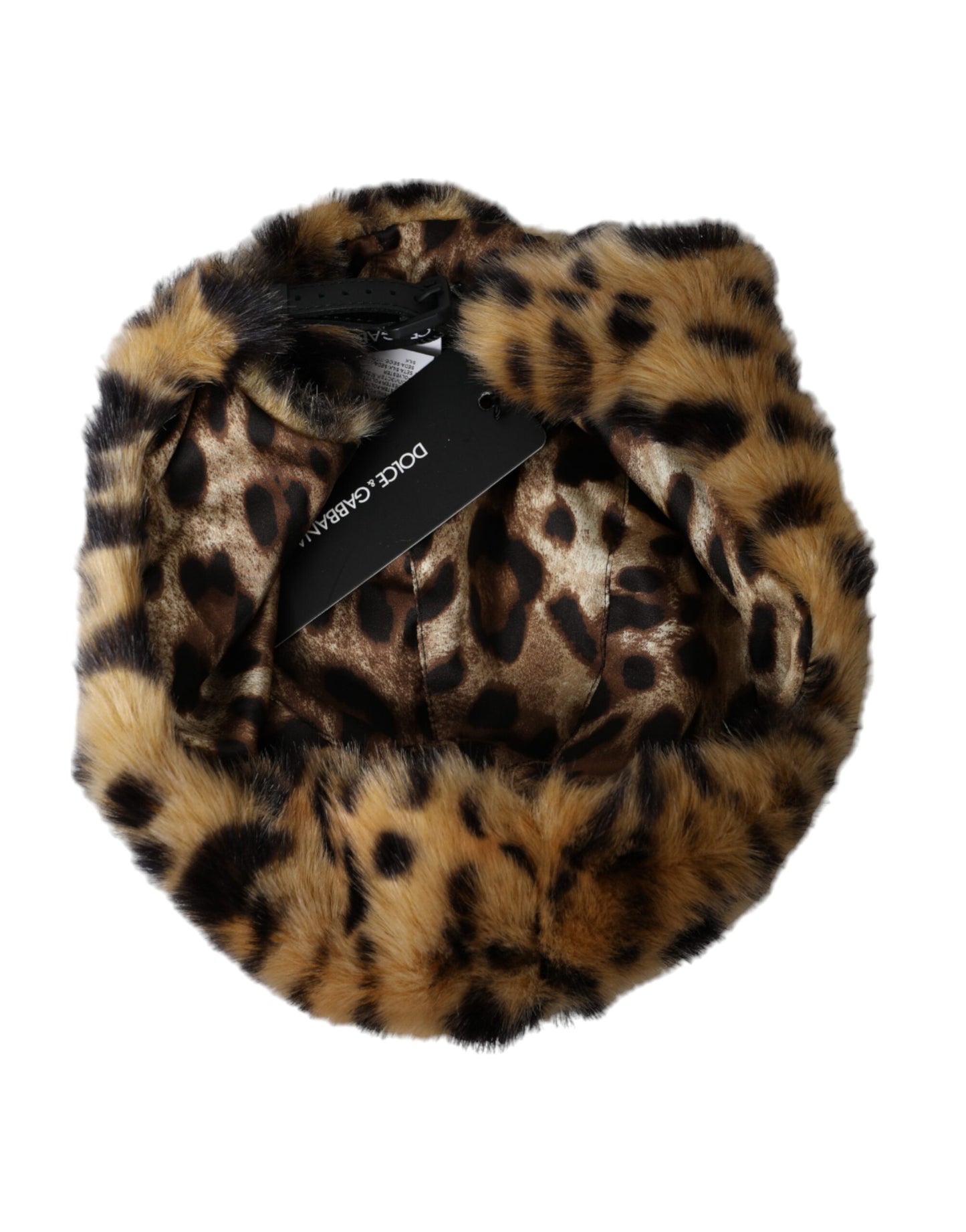 Dolce & Gabbana Brown Leopard Fur Women Bucket Hat