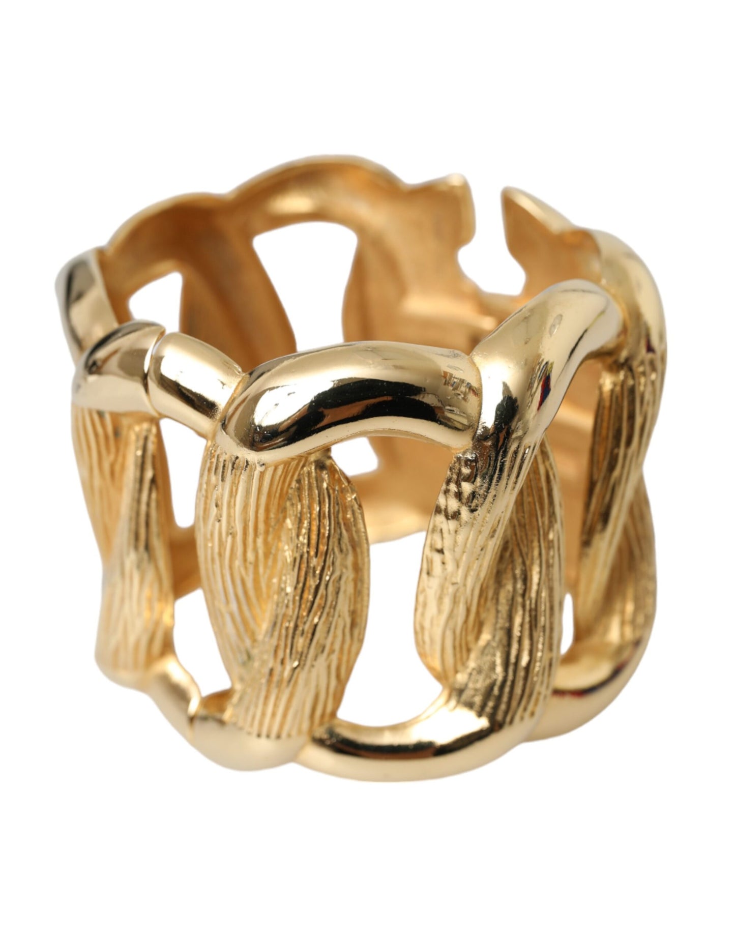 Dolce & Gabbana Gold Tone Vintage Clamper Twisted Loop Bangle Bracelet