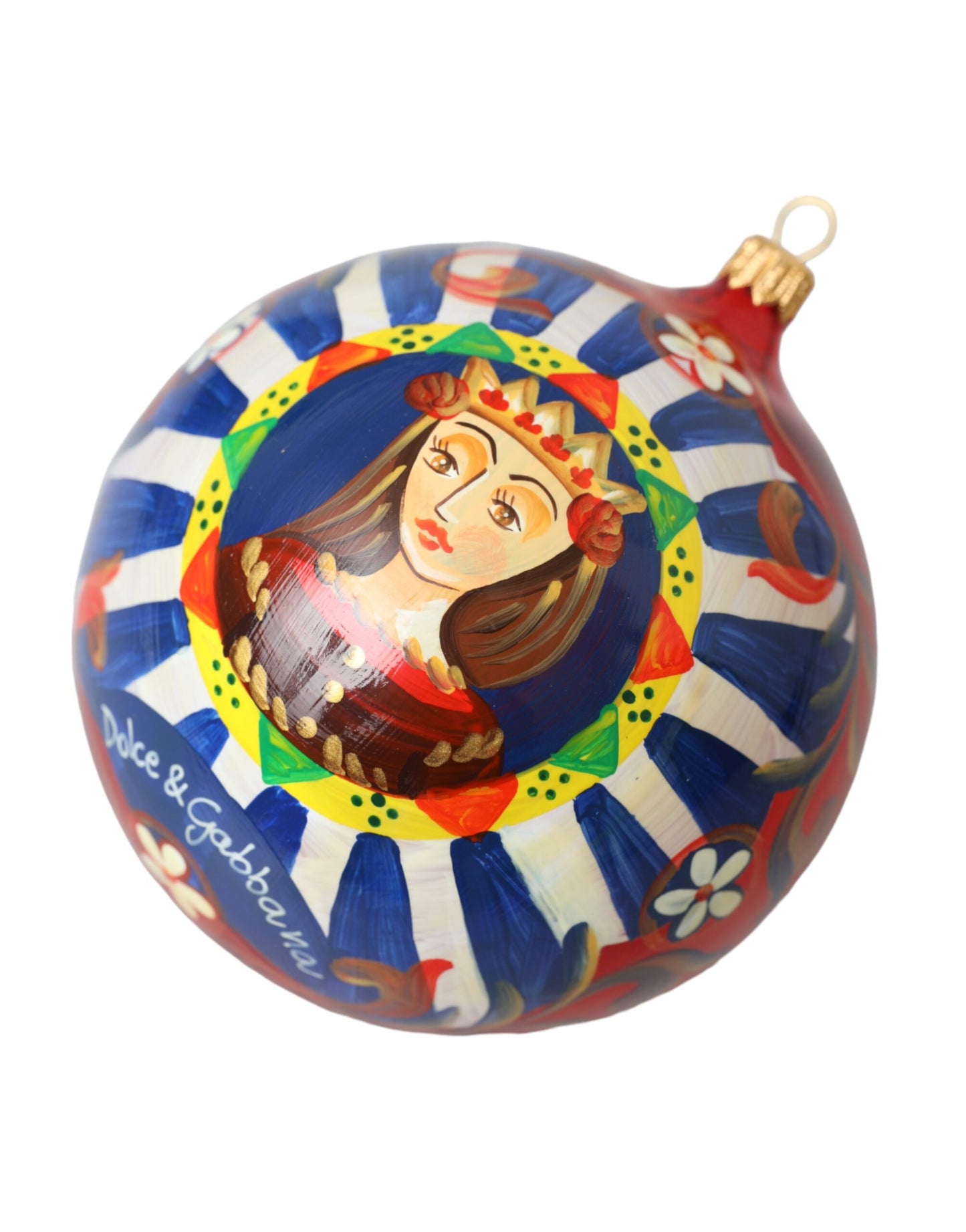 Dolce & Gabbana Multicolor Carretto Print Round Ornament Christmas Ball