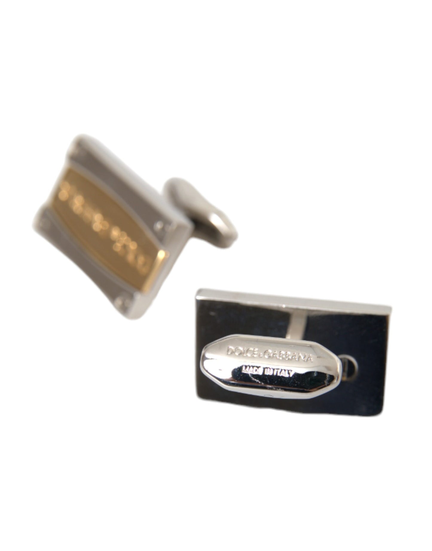 Dolce & Gabbana Silver Gold Plated Brass DG Logo Pin Cufflinks