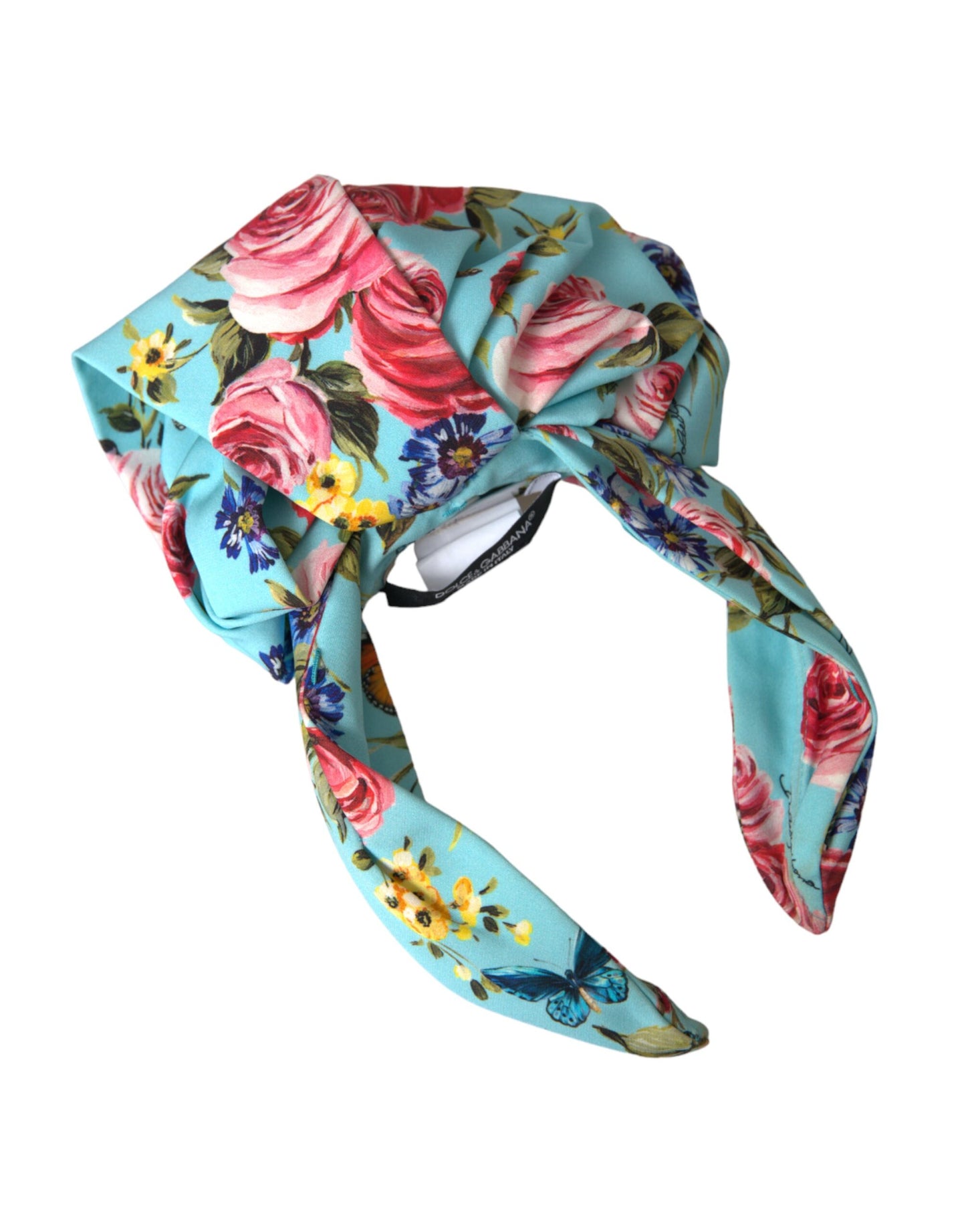 Dolce & Gabbana Turquoise Floral Applique Silk Women Headband Diadem