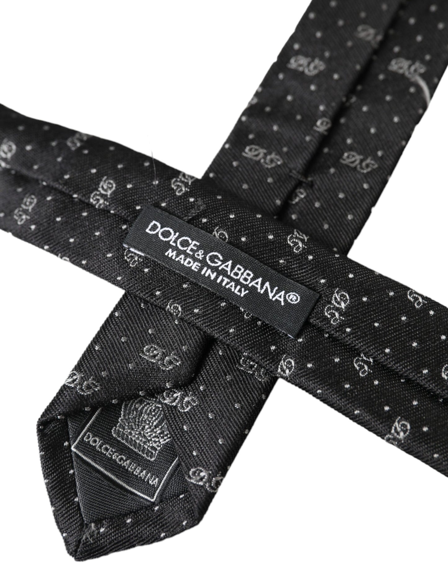 Dolce & Gabbana Black DG Logo 100% Silk Adjustable Tie