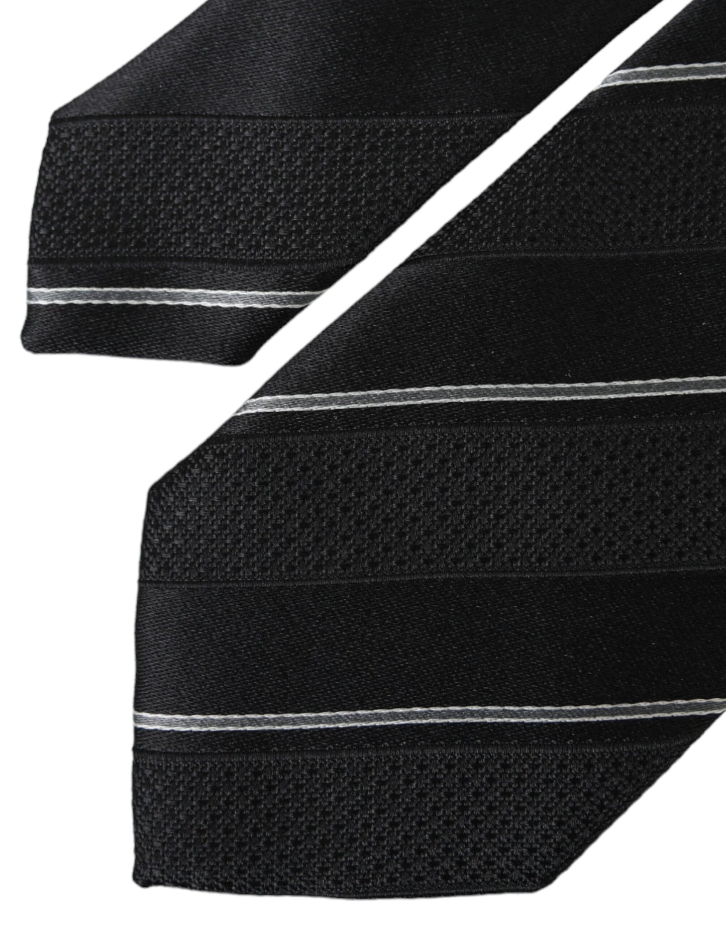 Dolce & Gabbana Black White Stripes Silk Adjustable Tie