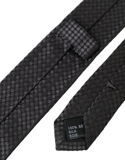 Dolce & Gabbana Black Patterned 100% Silk Adjustable Men Tie