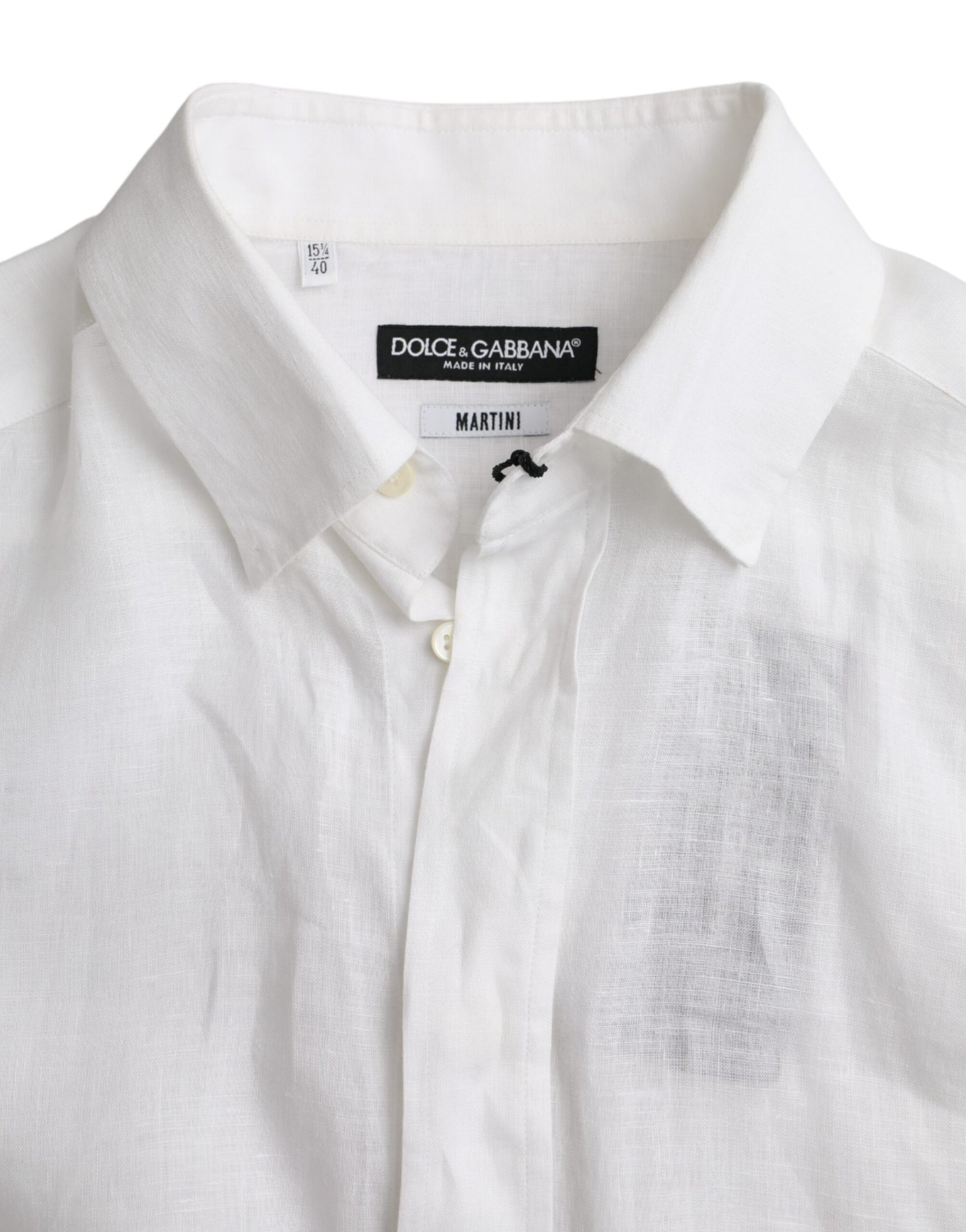 Dolce & Gabbana White Linen Long Sleeve Dress MARTINI Shirt