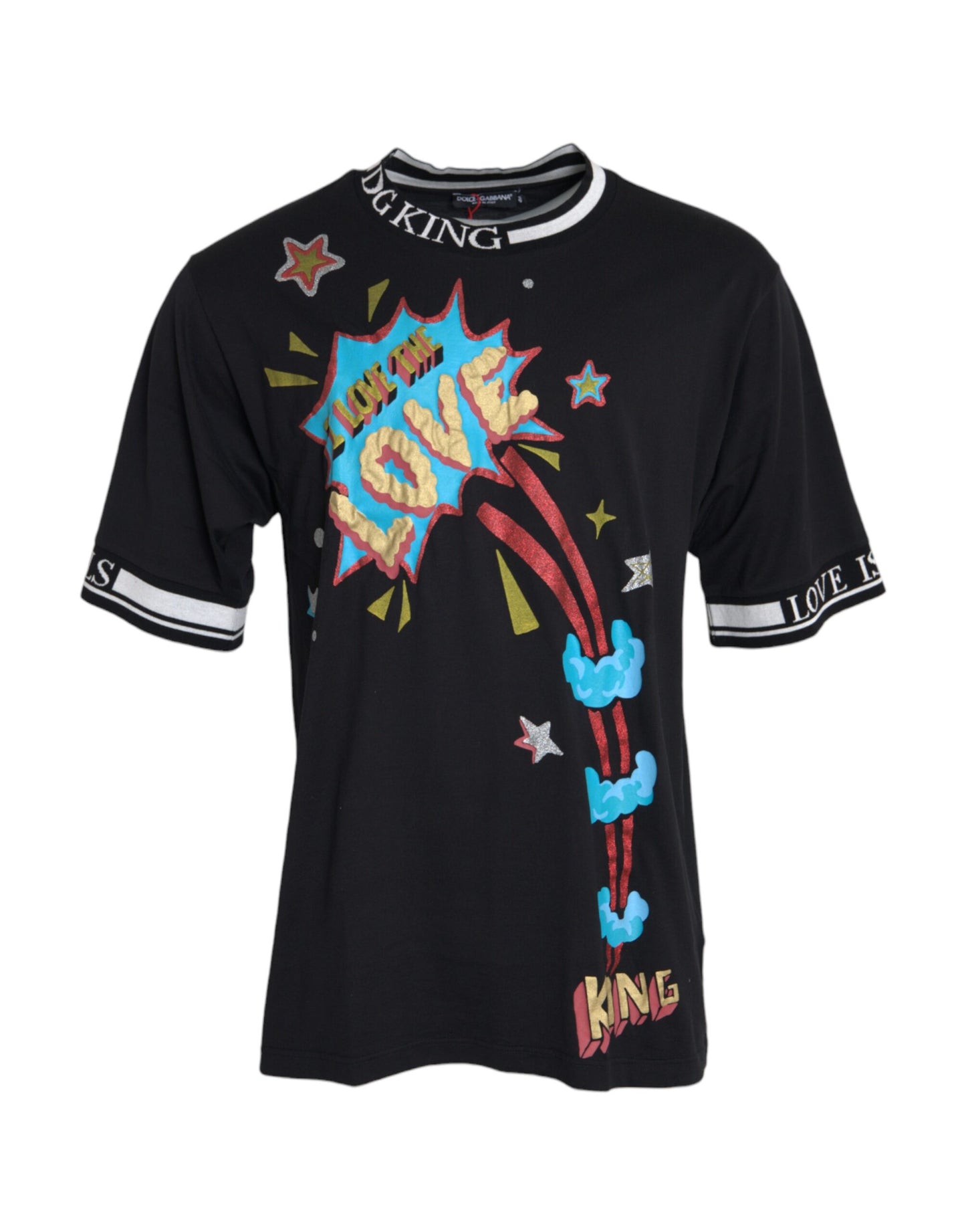 Dolce & Gabbana Black Cotton Graphic Print Crewneck T-shirt