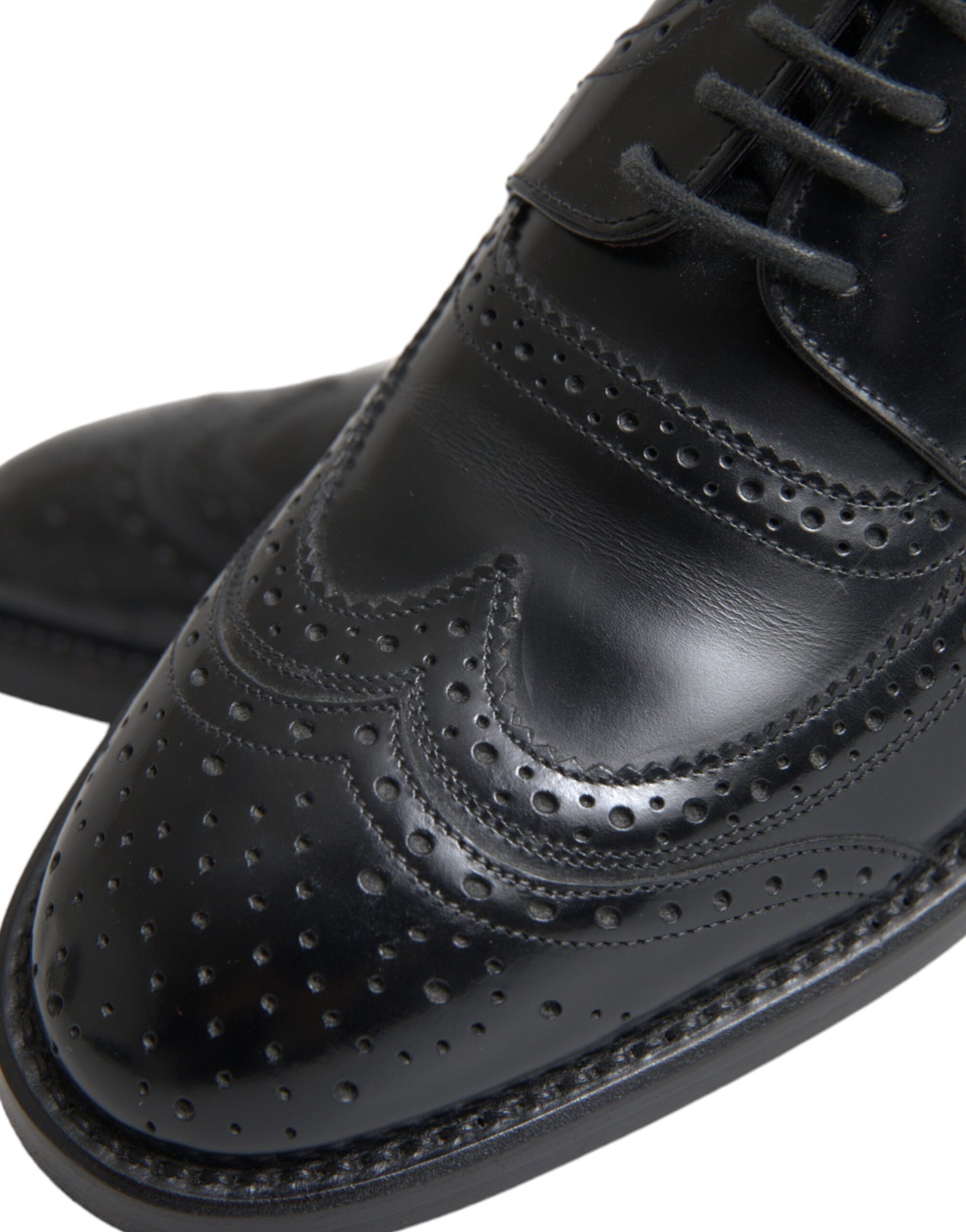 Dolce & Gabbana Black Leather Oxford Wingtip Formal Men Shoes