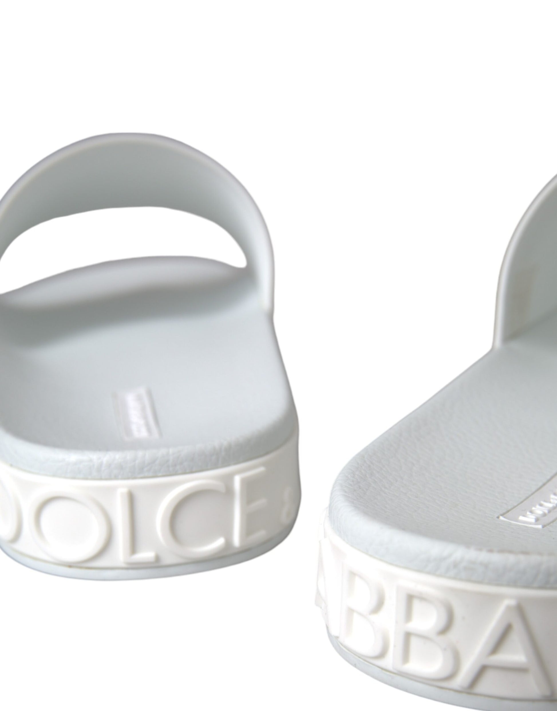 Dolce & Gabbana White Rubber Slides Sandals Beachwear Shoes